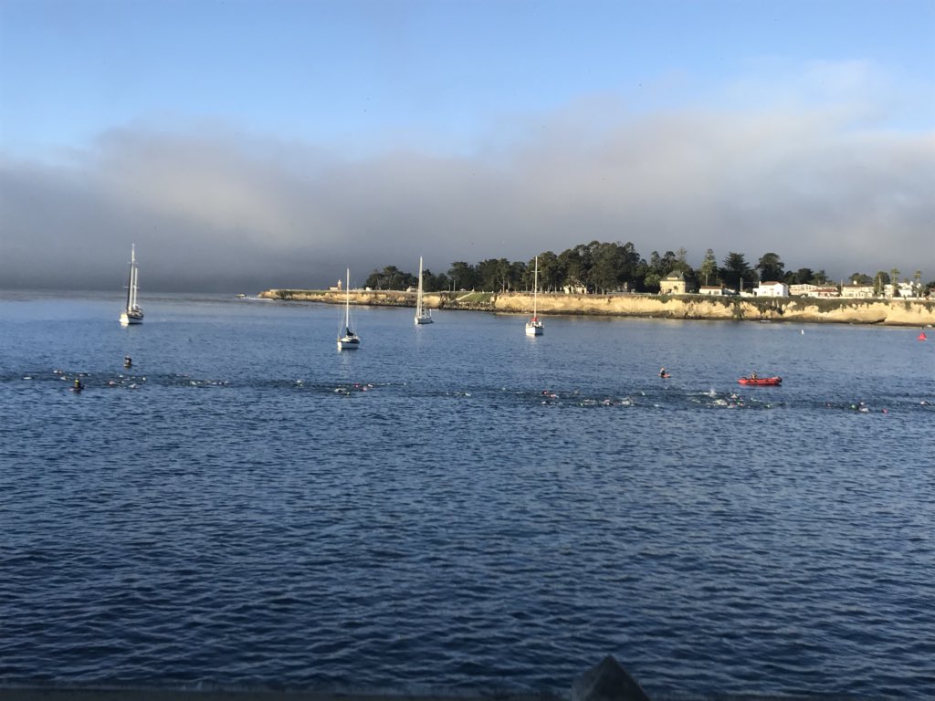 Gorgeous, peaceful morning in Santa Cruz... watching hundreds of swimmers with more ambition than I have today!   #SundayMorning