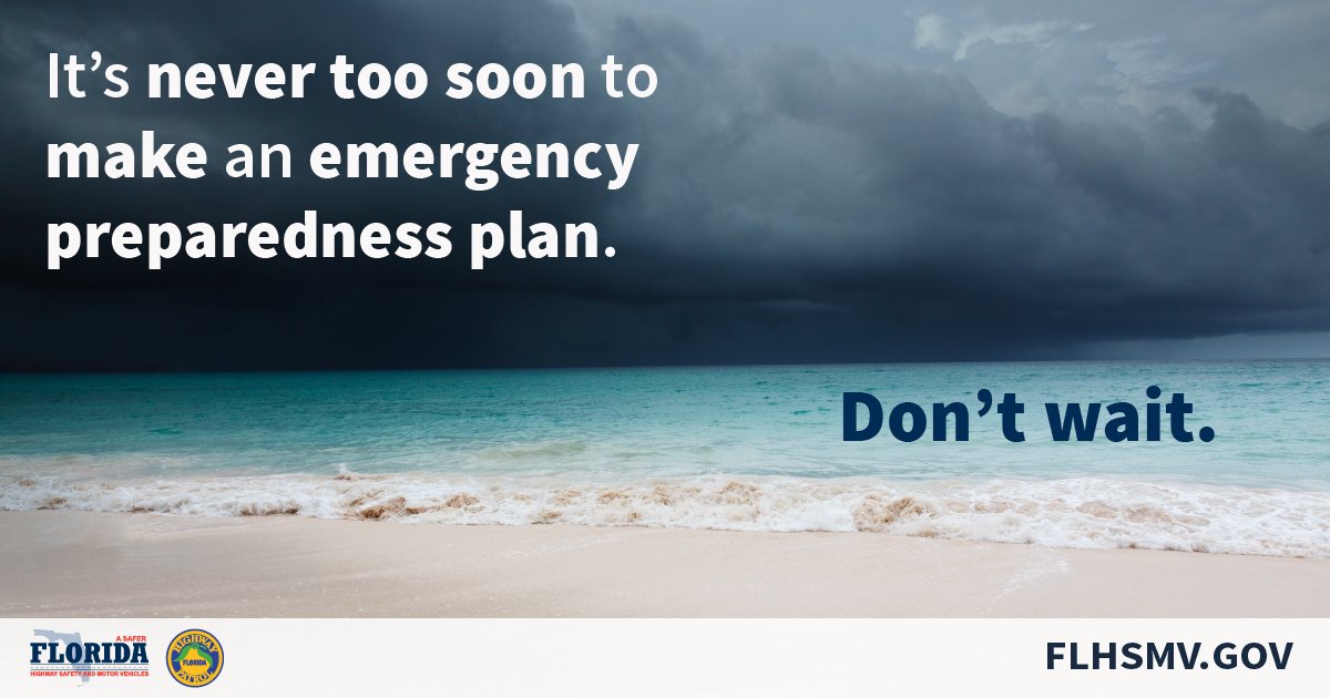 .<a href="/FLHSMV/">FLHSMV</a> encourages Floridians to have a disaster preparedness plan and to register or update their emergency contact info (ECI). #EmergencyPrep #ECI #StaySafeFL <a href="/FLSERT/">FL Division of Emergency Management</a> floridadisaster.org/planprepare/di…