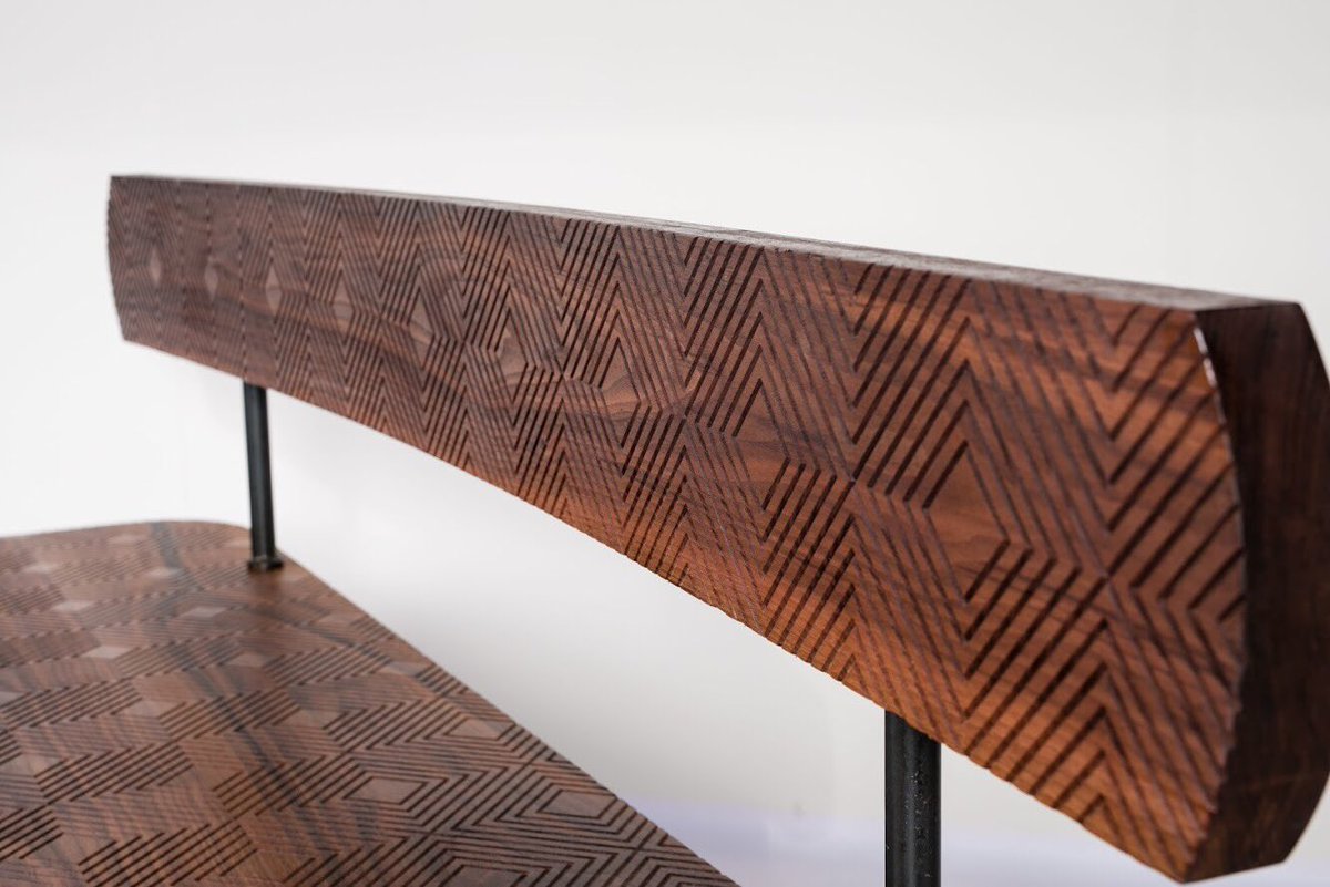 A look back at one of two benches the Forest to Home team crafted. American Black Walnut, with a steam bent back rest and bespoke steel base. 

foresttohome.com