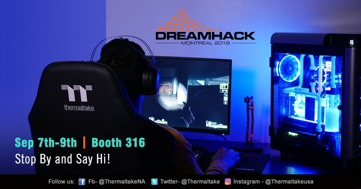 Thermaltake_na's tweet photo. Sunday Funday @ @Dreamhack Montreal 2018! The fun don't stop! Come to booth 316 and see our Level 20 GT RGB! Don't forget, @CC_Deals is giving away a #view71 Snow edition, so check them out for your chance to win!
#giveaway
Find the Level 20 GT RGB here: https://t.co/b4s1lwR1oA https://t.co/DvAnuMT9U8