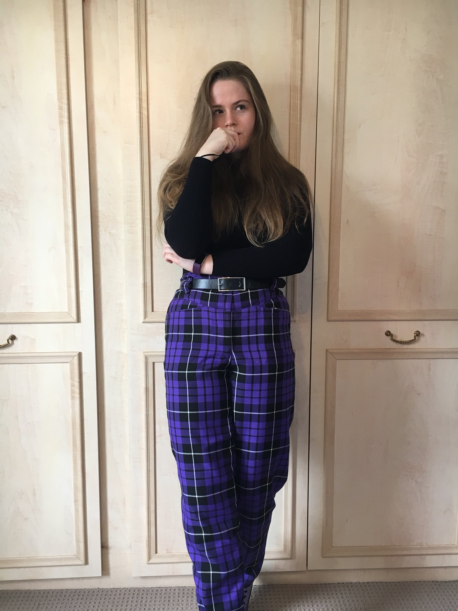 Plaid sales pants purple