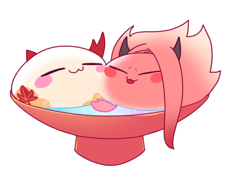 泡在清酒裡的楓葉茨團子以及赤焰酒團子
感覺是卡士達餡跟豆沙餡的💕