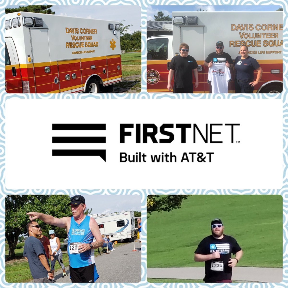 @vabeachems <a href="/RGordon_757/">Roger Gordon</a> <a href="/jd4180/">John Denning</a> <a href="/404girl/">Betsy Francis</a> <a href="/FirstNet/">FirstNet, Built with AT&T</a> Hometown Hero 5k with the Davis Corner Volunteer Resue Squad!!! Had a great time and can’t wait for the ride along!!!
