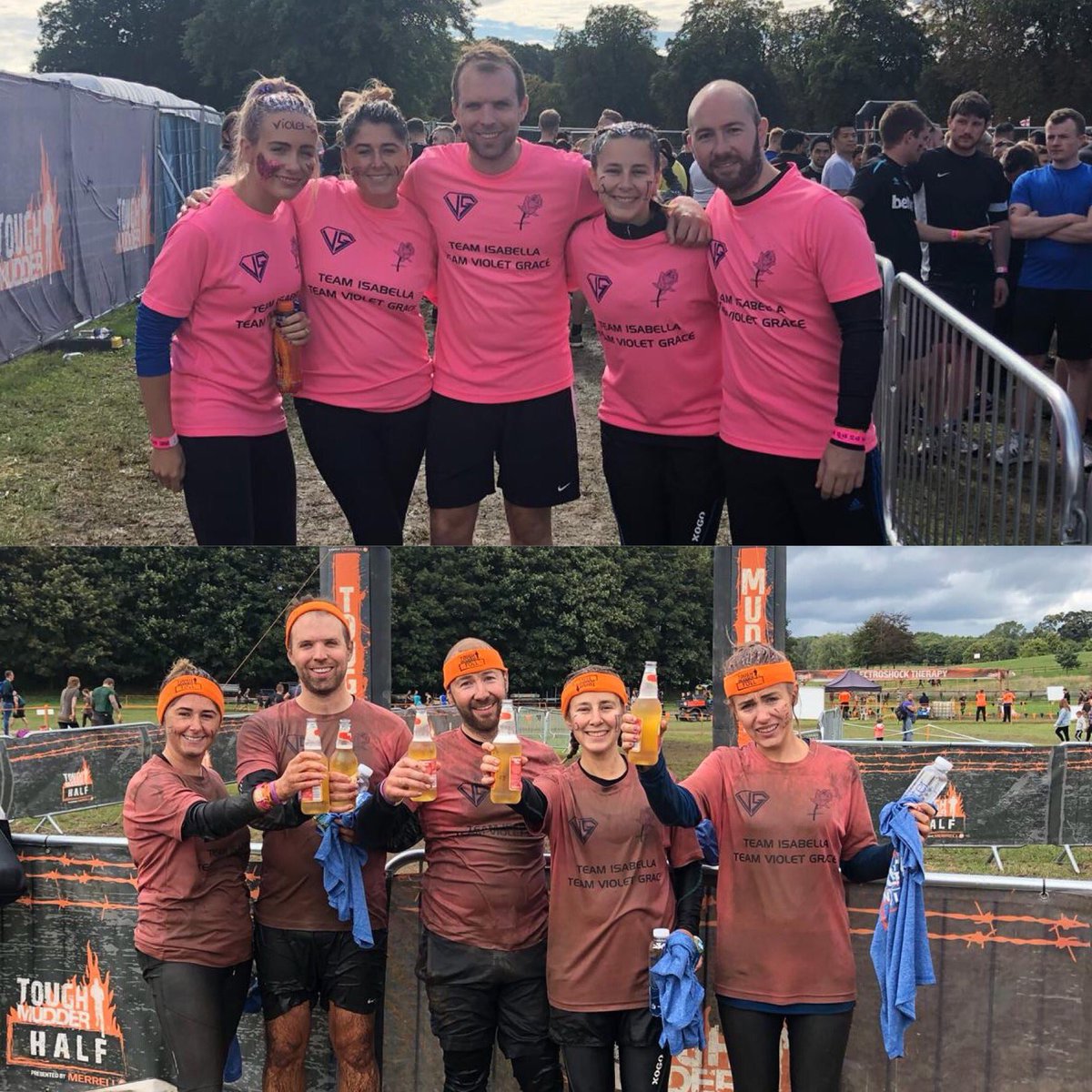 violet_gift's tweet image. Before and after of the members of #TeamVG who took part in Tough Mudder! 💜💪🏻