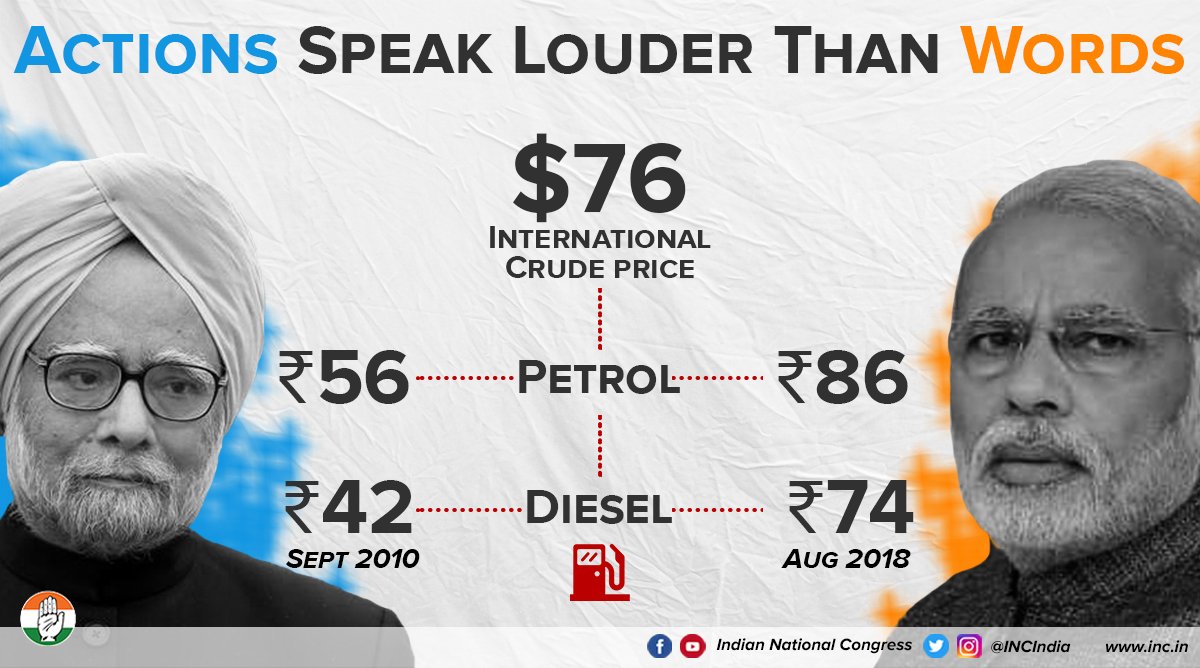 Modi Sarkar Exports Petrol & Diesel 
At Just Rs 34 & Rs 37 👇

While Tax Extortion Doubles Indian Prices 
To Rs 85 & Rs 74 

#BJPFuelLoot 
#TheFailModi
#ModiMadeDisaster
#BharathBandh