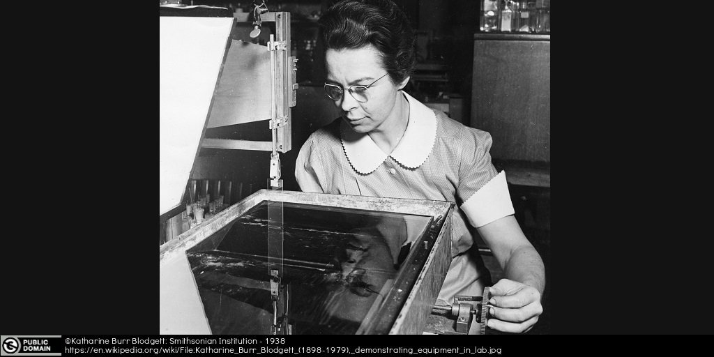 Black And White Photograph Of Katharine Burr Blodgett Working At General Electric Research Laboratories Black And White Photograph Of Katharine Burr Blodgett Working At General Electric Research Laboratories
