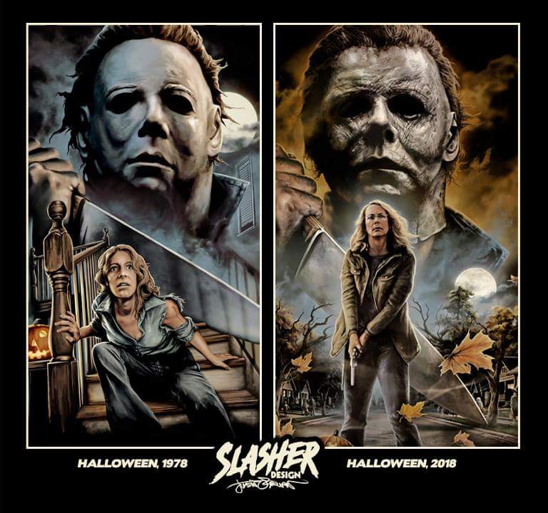 justin osbourn halloween art 2020 Slasher Trash On Twitter My Favourite Horror Artist Justin Osbourn Has Created A Special 40 Year Anniversary Halloween Design To Go With The One He Made For Frightrags A Few Years Back justin osbourn halloween art 2020