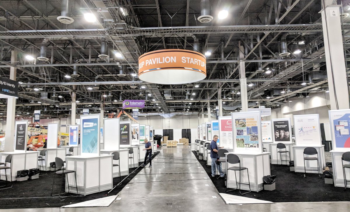 SteveBoese's tweet image. First look at the huge #HRtechconf Startup Pavilion