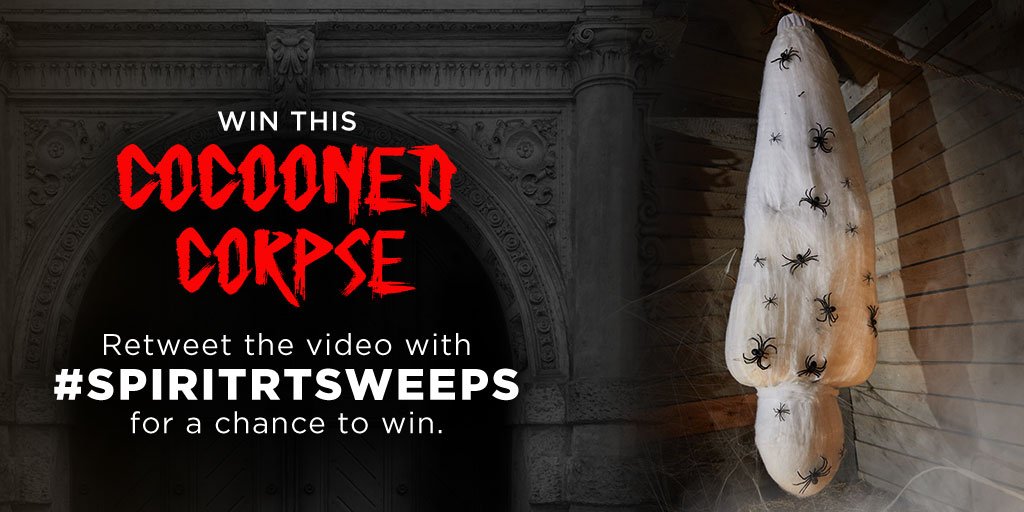 SpiritHalloween's tweet photo. This dreadful dangler could be yours! RT w/ #SpiritRTSweeps to win the #CocoonedCorpse: https://t.co/9UQ4L23Xh6 https://t.co/7zdkH0gpPI