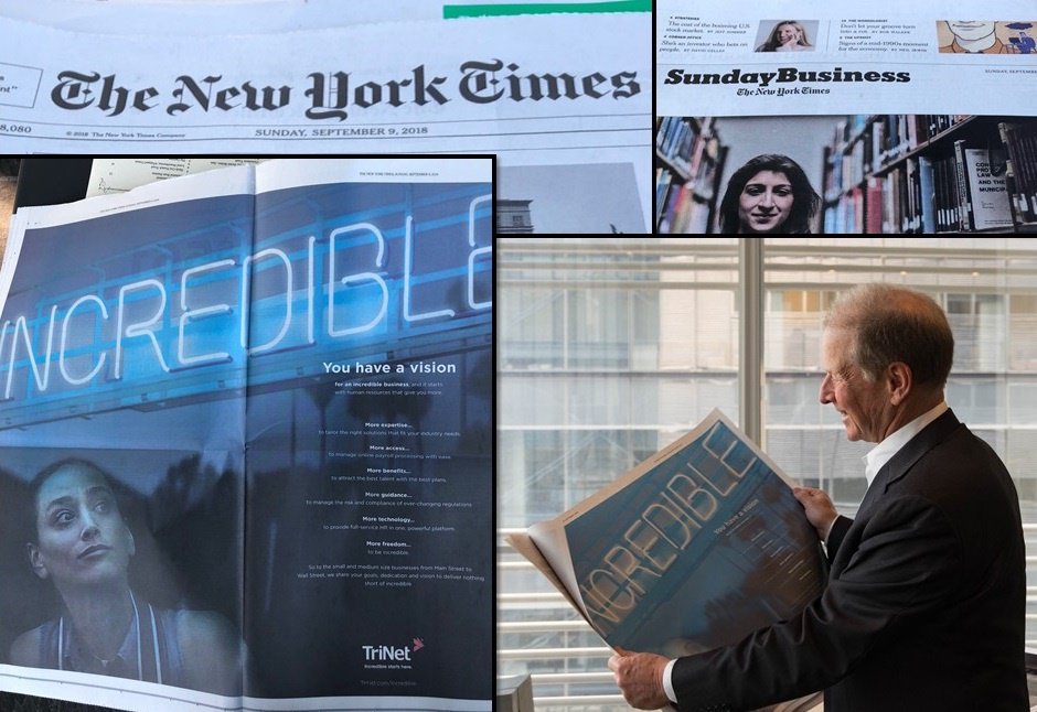 TriNet's tweet photo. Take a look at the ad campaign we launched today in the Sunday Business section of @nytimes! https://t.co/xgCzgtZzW7