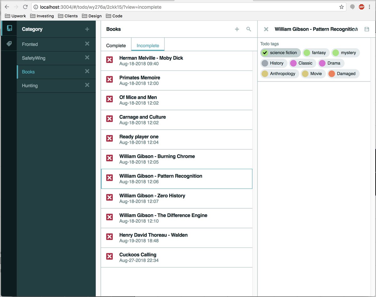 SeanJMacIsaac's tweet photo. Spent yesterday refactoring the types for my router to get those tabs to work. Part of this meant learning a bit more about generics (which is okay, the type safety is nice). At the same time, working on my syntax theme.
#typescript #javascript #todolist #ux https://t.co/FDcvEAW7Ts