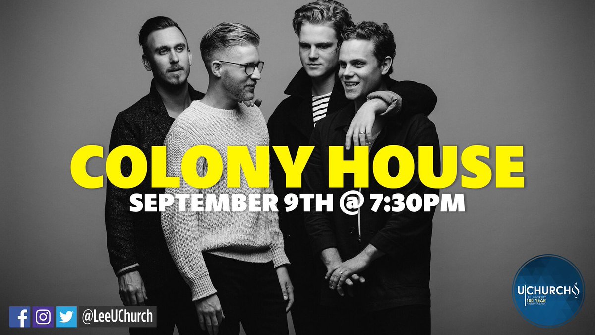 LeeU's tweet image. Tonight @LeeUChurch presents @ColonyHouse at 7:30 in the Conn Center. Doors open at 6:30. No tickets required.