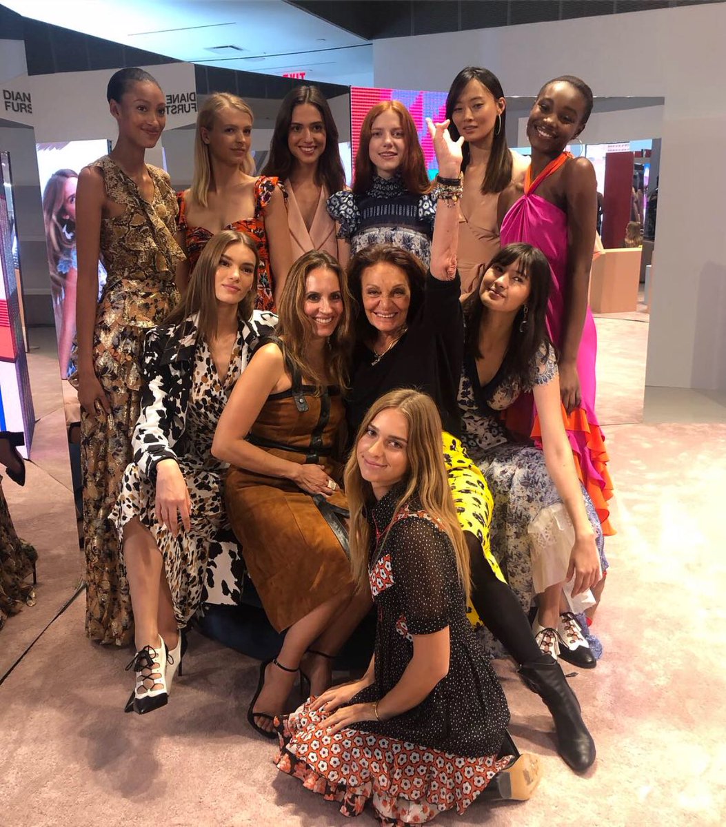 DVF's tweet photo. “Celebrating the pioneer in every woman...” - Diane von Furstenberg. Diane von Furstenberg, #DVF muse Talita von Furstenberg, and CEO @sandracamposnyc pose at our #DVFSpring19 presentation celebrating female pioneers. https://t.co/gYjCnKbiX5