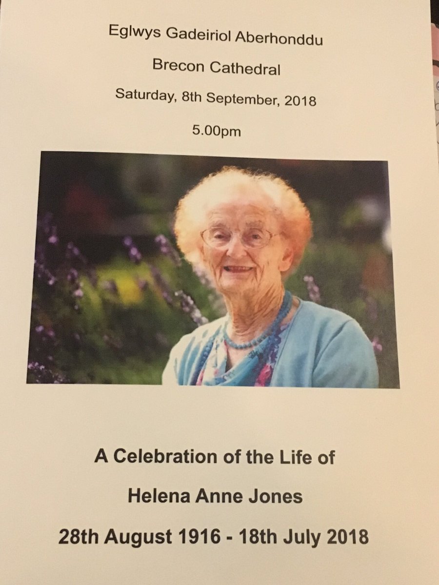 Tessadunlop's tweet photo. A celebration of Helena Jones’s life, 1916–2018 in @BreconCathedral - performance, community, love - a blend that she perfected throughout her life... #ripHelena #centurygirls #Wales https://t.co/2GedScrmYi