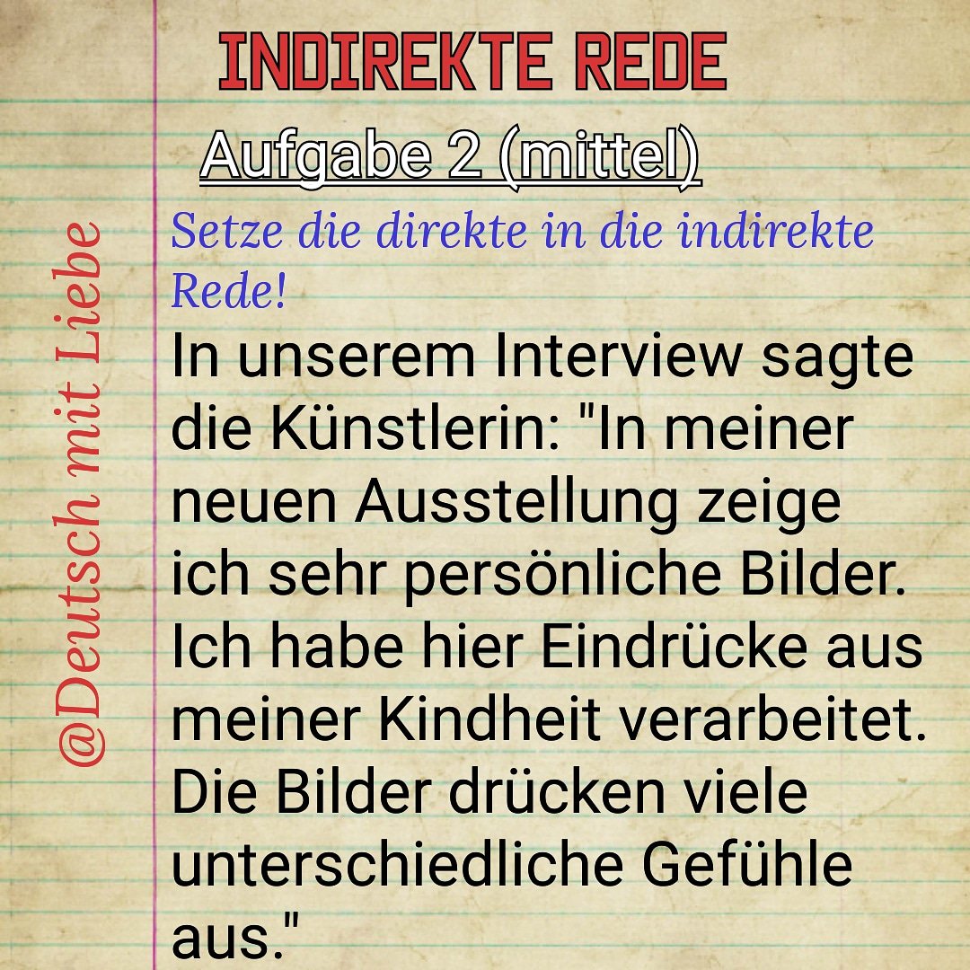 DeutschMit's tweet photo. "In unserem Interview sagte die Künstlerin, in..."
#indirekterede https://t.co/62iws8KvEm