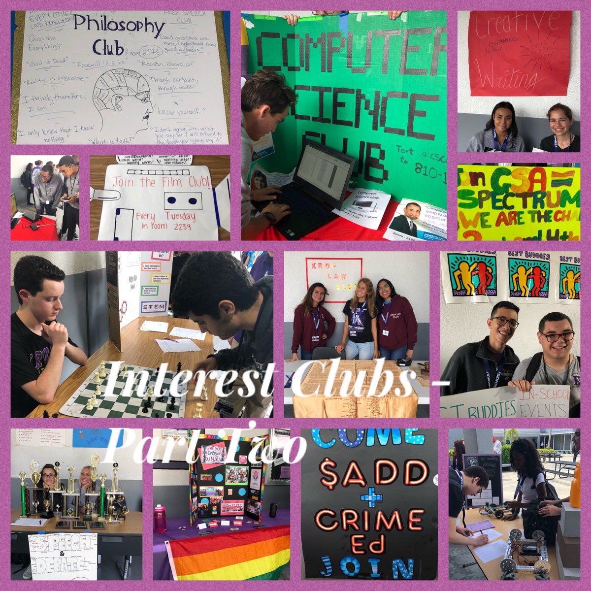 KropSHS's tweet photo. Club Fair on Wednesday was amazing! Krop’s Activities Program is second to none because our kids are second to none! 💜⚡️ #weareKROP @KropPTSA @EduKarp @KropSrPrincipal @MiamiSup @MDCPS @NROSup https://t.co/ZXbquFAPLt
