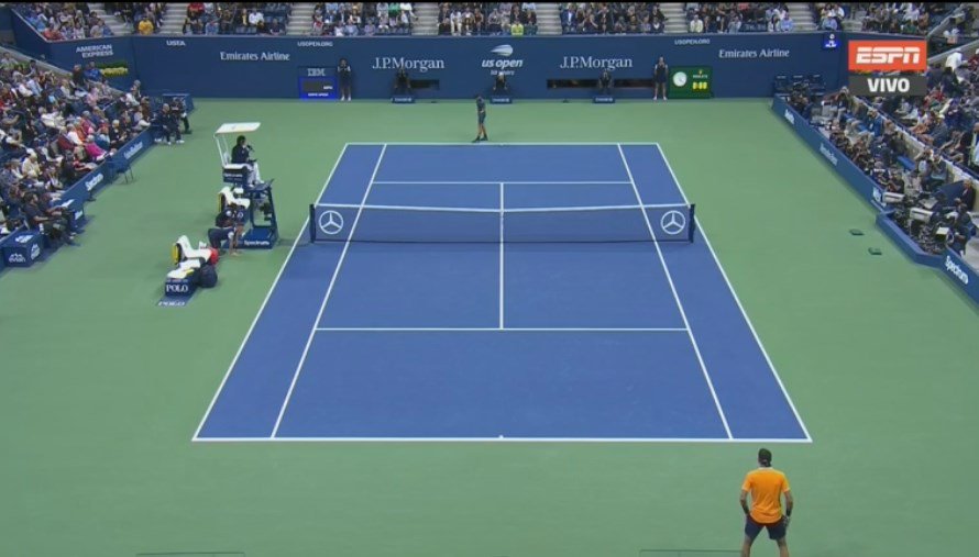 ESPNtenis's tweet photo. #USOPENxESPN #DELPOxESPN ¡Showtime! 🍿 🎾 Arrancó la final del US Open: Del Potro vs. Djokovic, por ESPN y @ESPNPLAY. https://t.co/WMqHkH0fe6