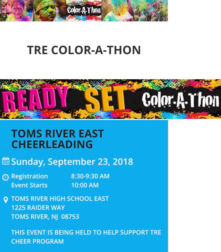 Help support the TRE Cheer team! They are hosting a Color Run at east on September 23! Grab your friends and go!