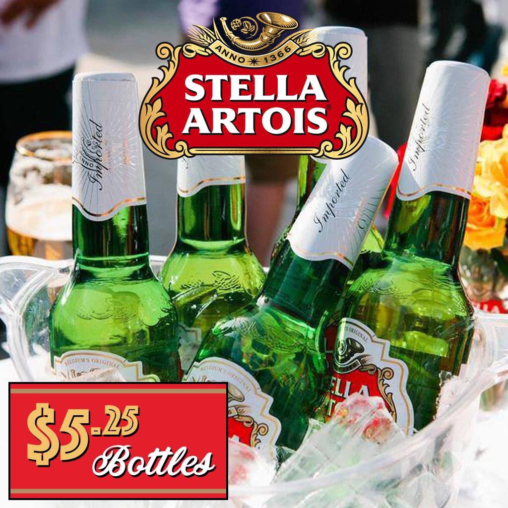 HopsPub's tweet image. On sale now, Stella Artois bottles for only $5.25! Stella Artois was crafted as a Christmas gift for the people of Leuven, Belgium and named after the holiday star. Infact "Stella", means star in Latin, and pays homage to this original occasion, with a star on every bottle since.