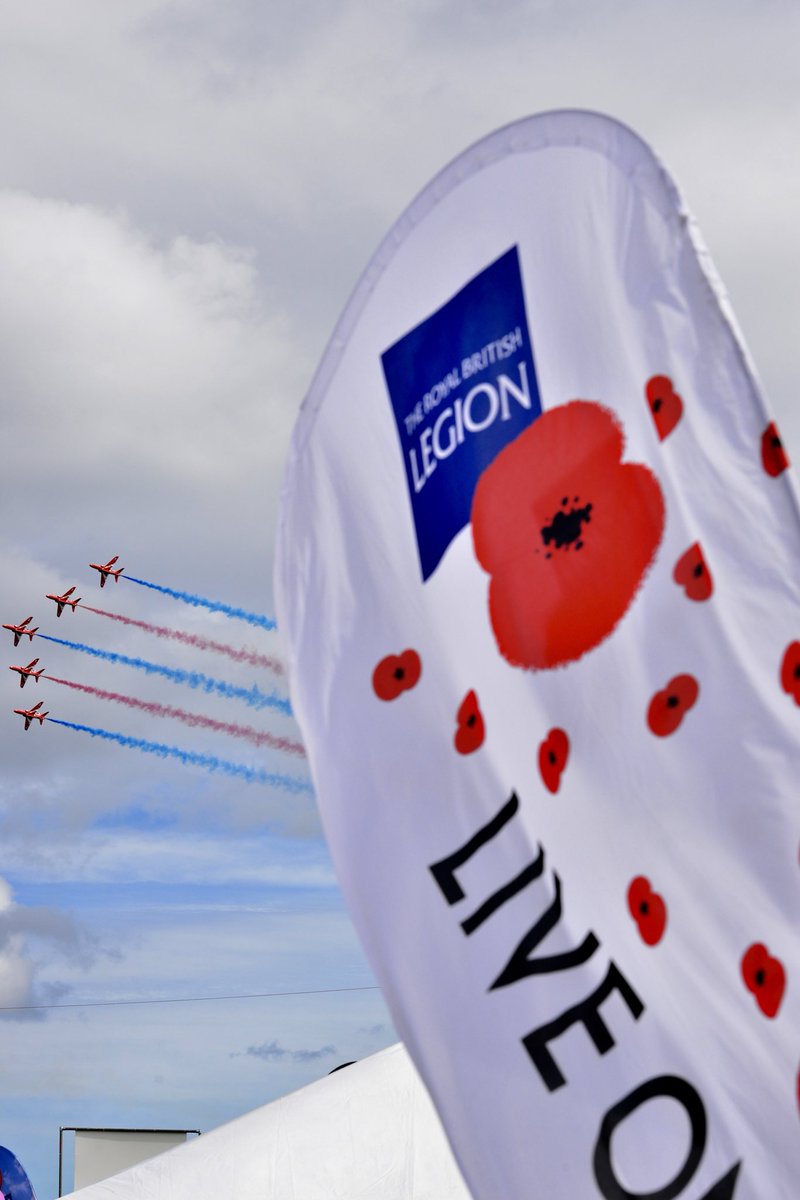 chb_leeds's tweet photo. @rafredarrows @PoppyLegion @HartNishe Awesome Red Arrow display today. Perfect viewing from The Royal British Legion charity tent. https://t.co/Wp7Q8AxEkn