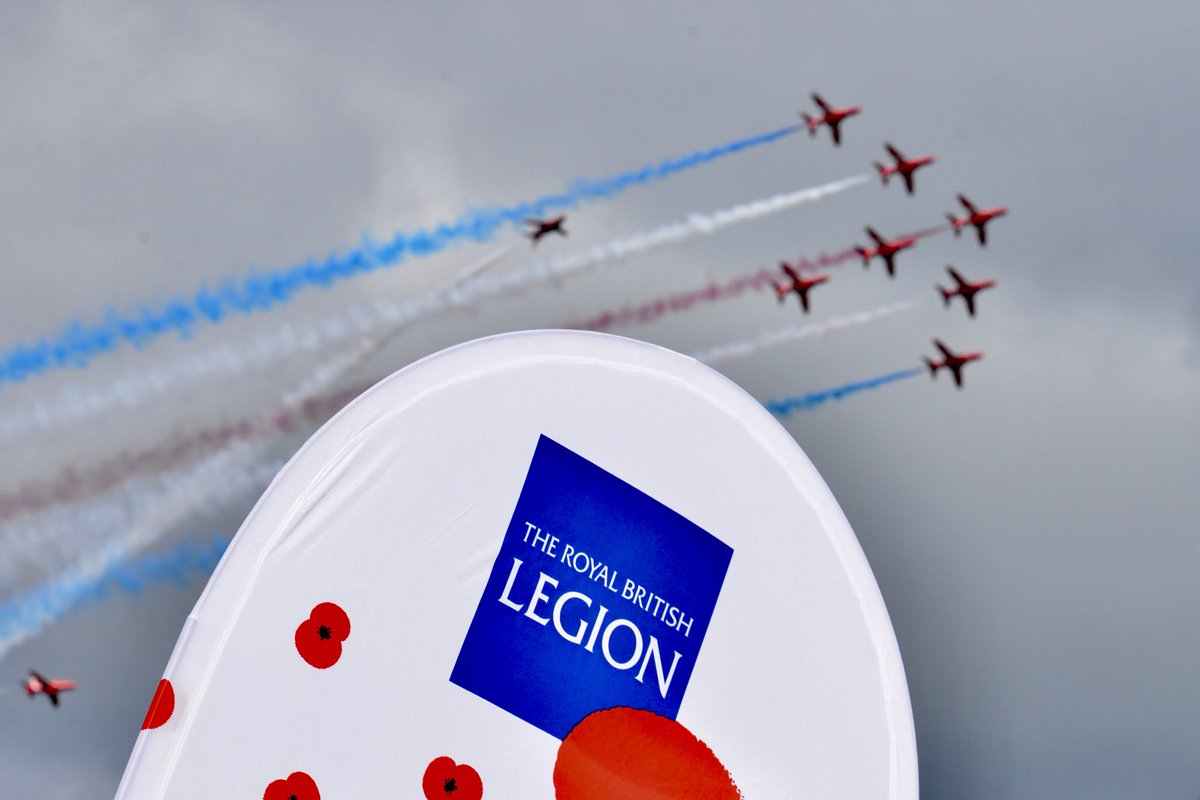 chb_leeds's tweet photo. @rafredarrows @PoppyLegion @HartNishe Awesome Red Arrow display today. Perfect viewing from The Royal British Legion charity tent. https://t.co/Wp7Q8AxEkn