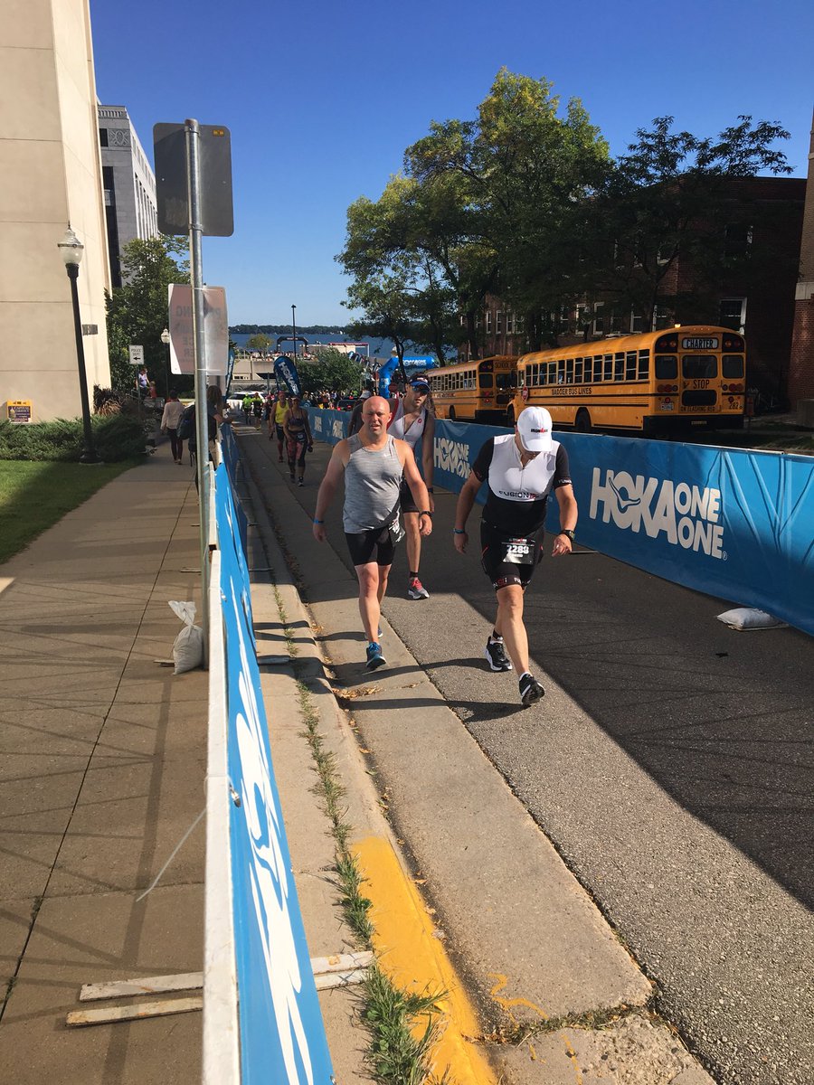 laurapedenjones's tweet image. Now he’s off on the 26.2 mi run. #IMWI #IronmanMadison #igotakiss