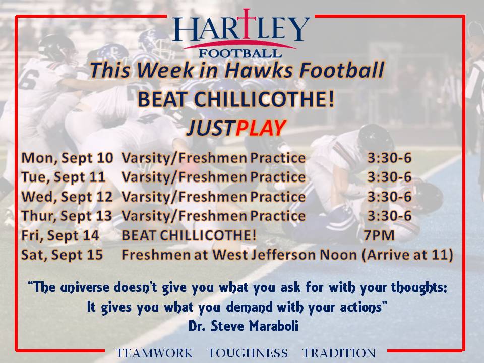 HartleyFootball's tweet photo. Big Game at Jack Ryan Field! Undefeated Chillicothe coming for a huge showdown! #BeatChilli #JustPlay https://t.co/lFHWSBdDJ0