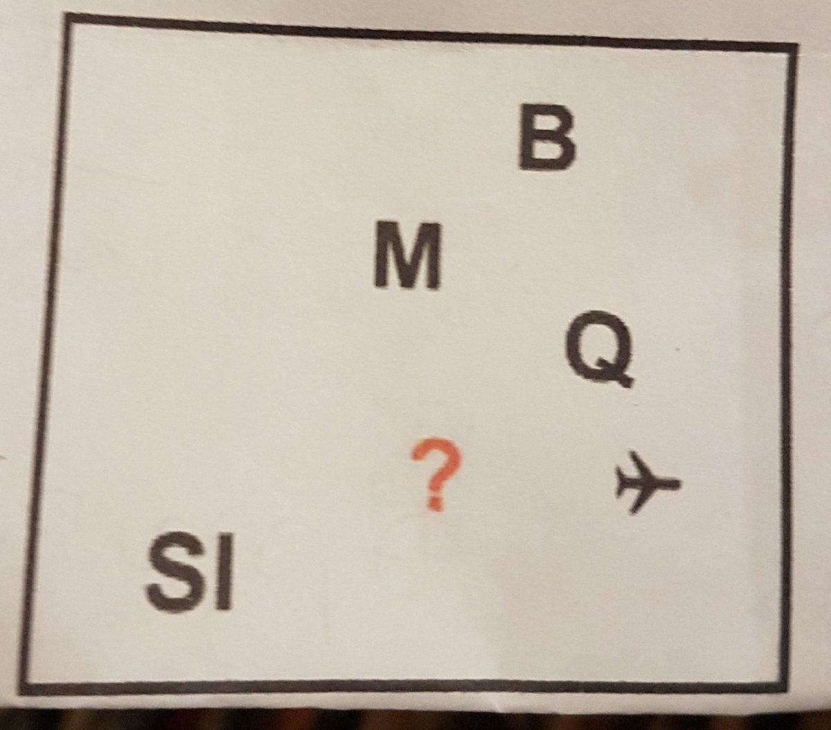 harrisimo's tweet photo. A good 30 mins of head scratching over this one in the pub quiz...  Got it eventually. 

What goes where the ? is indicated: https://t.co/XztwfeqjKe