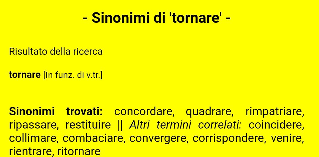 UnTemaAlGiorno's tweet image. Buon inizio di settimana #Family  di #unTemaAlGiorno❣

➡️➡️ #Ilsinonimo ⬅️⬅️ di TORNARE

Felice condivisione a tutti 💟

Ricordatevi di usare il sinonimo!!!
(⬇️⬇️⬇️ un elenco parziale)