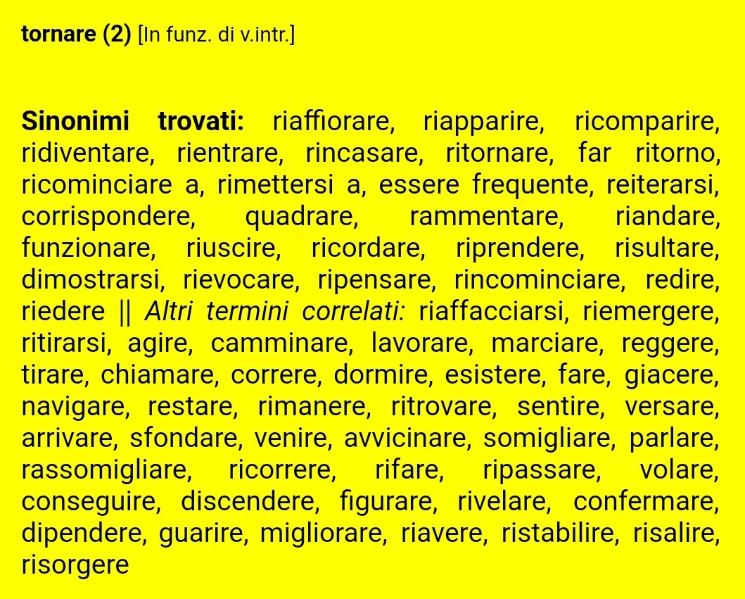 UnTemaAlGiorno's tweet image. Buon inizio di settimana #Family  di #unTemaAlGiorno❣

➡️➡️ #Ilsinonimo ⬅️⬅️ di TORNARE

Felice condivisione a tutti 💟

Ricordatevi di usare il sinonimo!!!
(⬇️⬇️⬇️ un elenco parziale)