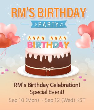 SuperStarBTStwt's tweet image. #김남준 아님 #RM Birthday Event!
Light every birthday cake candle!
Get Birthday Gifts! Yay!
Check it out now!