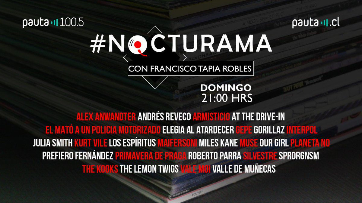 fcotapiarobles's tweet photo. Próxima semana en #Nocturama
Conoces?

@alexanwandter @elegiamusica @museband @planetano @valemoimusic @AtTheDriveIn @ElMato @KurtVile @gepegepegepe @SPRORGNSM @Interpol @gorillaz @MilesKaneMusic @weareourgirl @maifersoni @lajuliasmith @Armisticio__ @thelemontwigs @thekooksmusic https://t.co/Vvsf6jmFeA