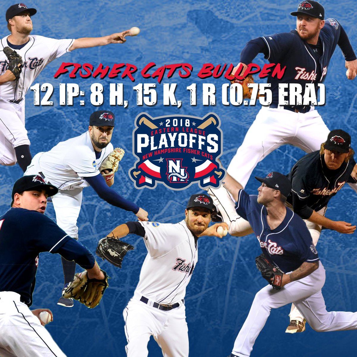 FisherCats's tweet photo. Had your fill of football for the day? Check out our bullpen stats from the first round of the playoffs #ItsStillBaseballSeason https://t.co/QKhjq6XRIM