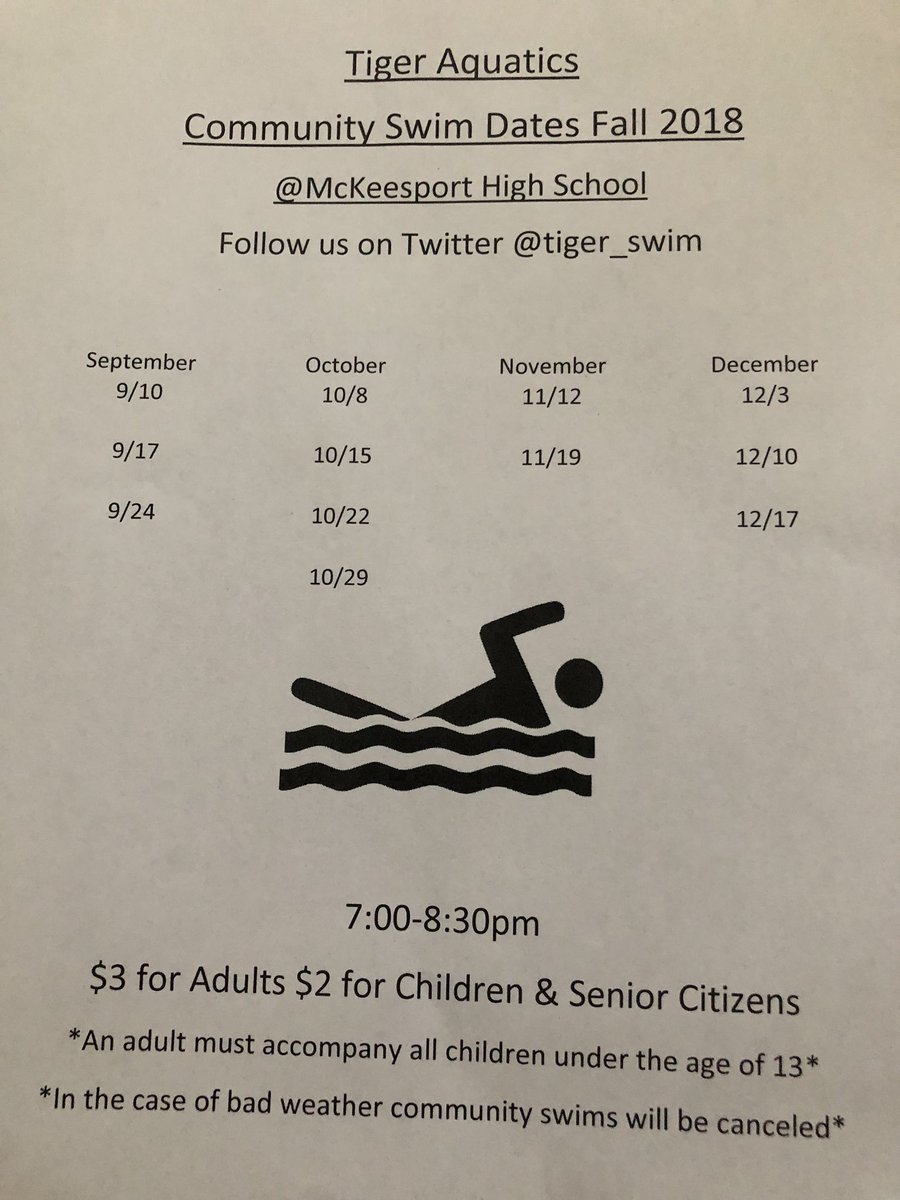 Tiger_Swim's tweet photo. Welcome to the 2018/2019 school year! Community swims start tomorrow 7-8:30!! https://t.co/pmcK0h53v7