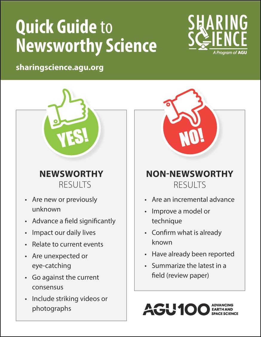 theAGU's tweet photo. How do you get journalists interested in your science? Check out our @AGU_SciComm webinar, "Crafting your science message for journalists", next Thursday, 13 Sept from 2-3 EDT! https://t.co/4Rrf1vo6ca #scinews #scicomm #sciengage https://t.co/ulQbDbQUAx