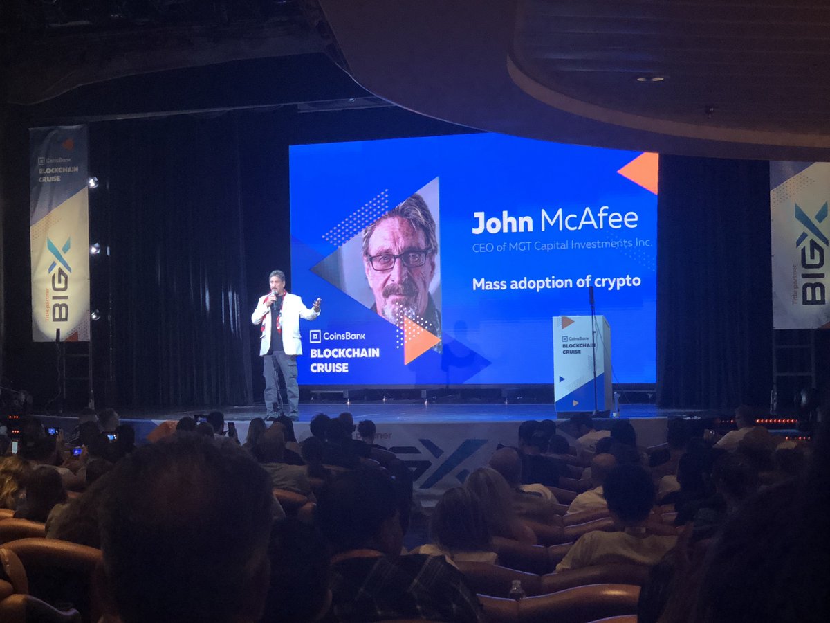 rogerkver's tweet photo. "Taxation is theft" - @officialmcafee 
#BlockchainCruise https://t.co/zkkd6WMI2c
