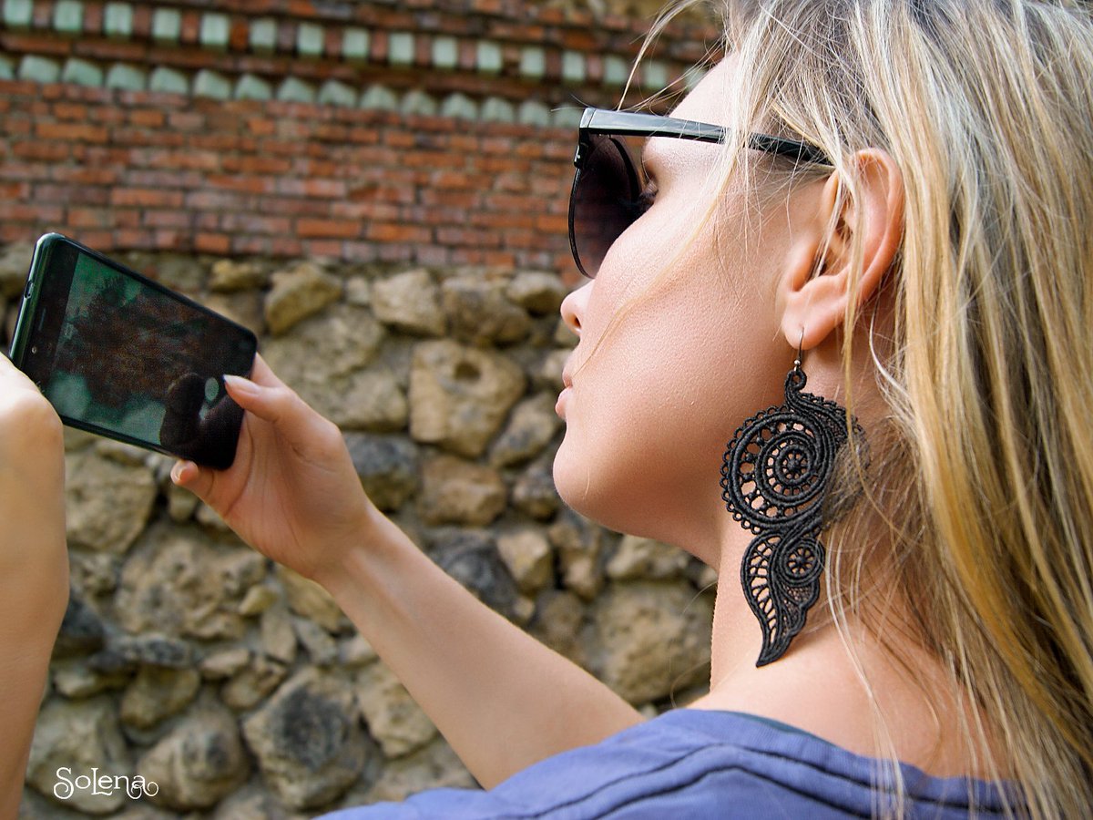 SoLenaShop's tweet photo. Long Matte black earrings Mystery
#Lace #evening #jewellery #bohemian #Gothic #vintage #style #Feather #goth  #frivolit #tribal https://t.co/7aV8XSyfPv