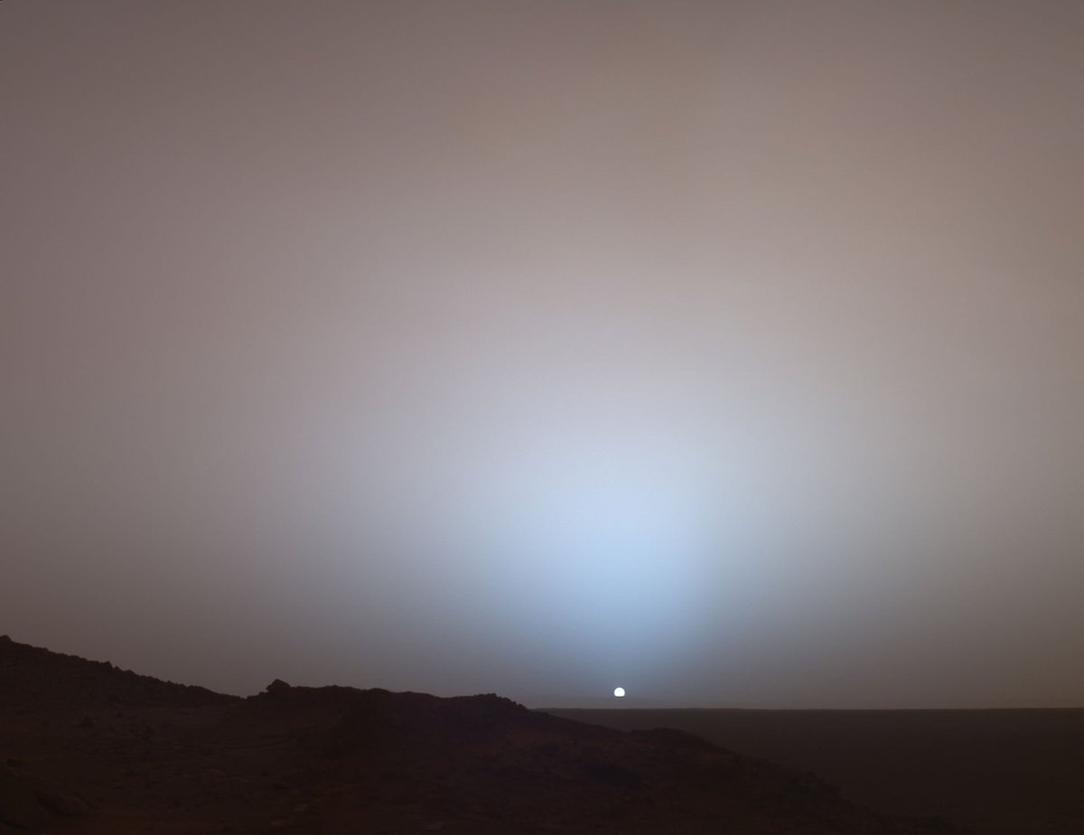 Martian sunset by Spirit rover, 2005.
