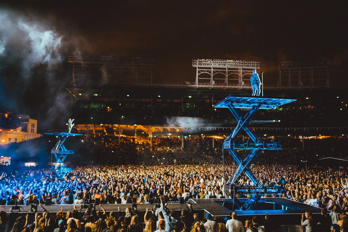 falloutboy's tweet photo. Still on a high from playing Wrigley Field last night. From the bottom of our hearts, thank you Chicago 💜 https://t.co/He5twoHEE0