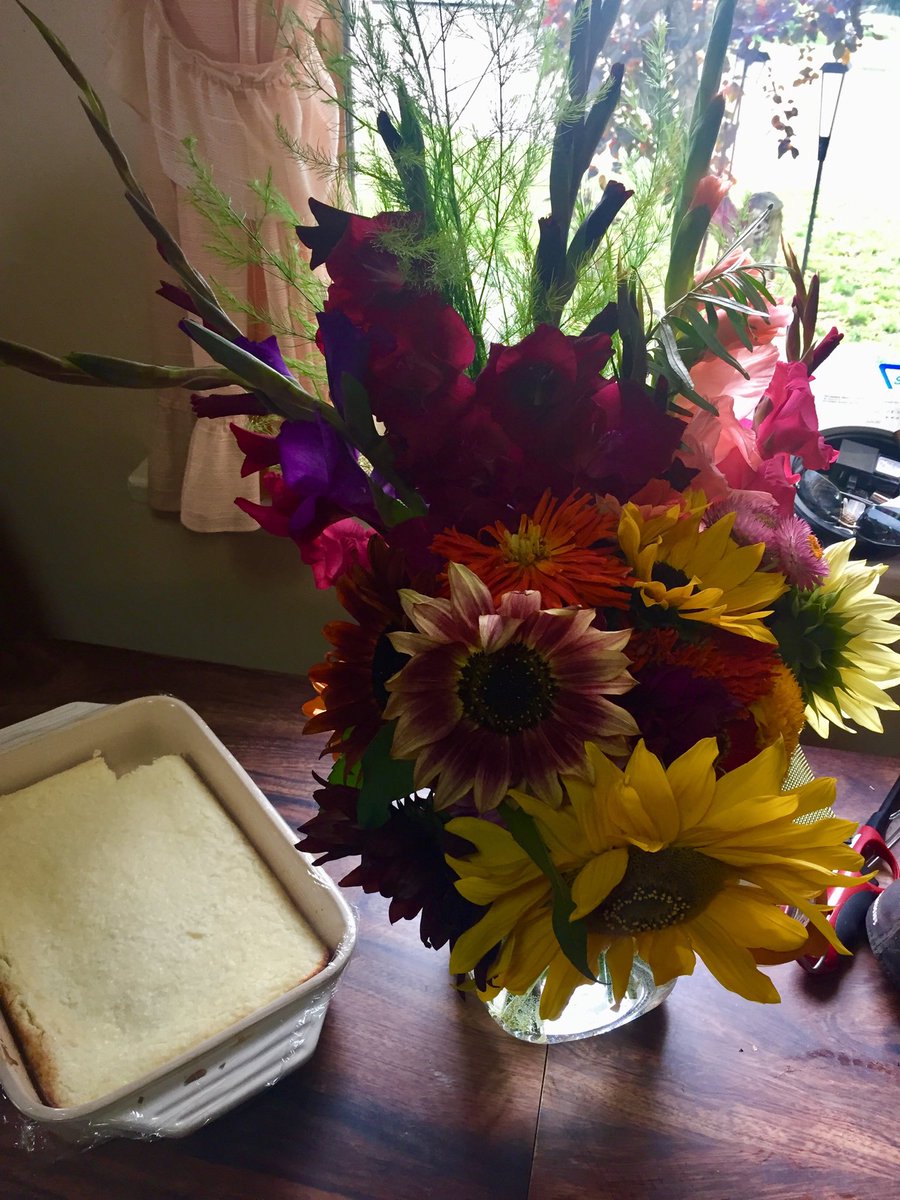 nornberg's tweet photo. Cake and flowers, and it isn’t even my bday. Just another day at the Gale farm. #I’mAHappyPerson https://t.co/eXtaaB26XK