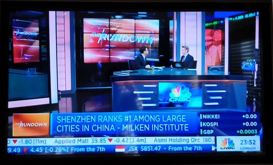 CurtisSChin's tweet photo. #BreakingNews on #CNBC #TheRundown: Here with @dan_murphy on @CNBC as @MilkenInstitute announces “Best Performing #Cities-#China 2018.”
🥁 Drumroll please...
And the No 1 🥇 rank for Top-Tier cities goes to…
#深圳
aka
#Shenzhen
More to come at #MIGlobal. #BPCC18 🇨🇳🌇 https://t.co/7pvrh1NywF