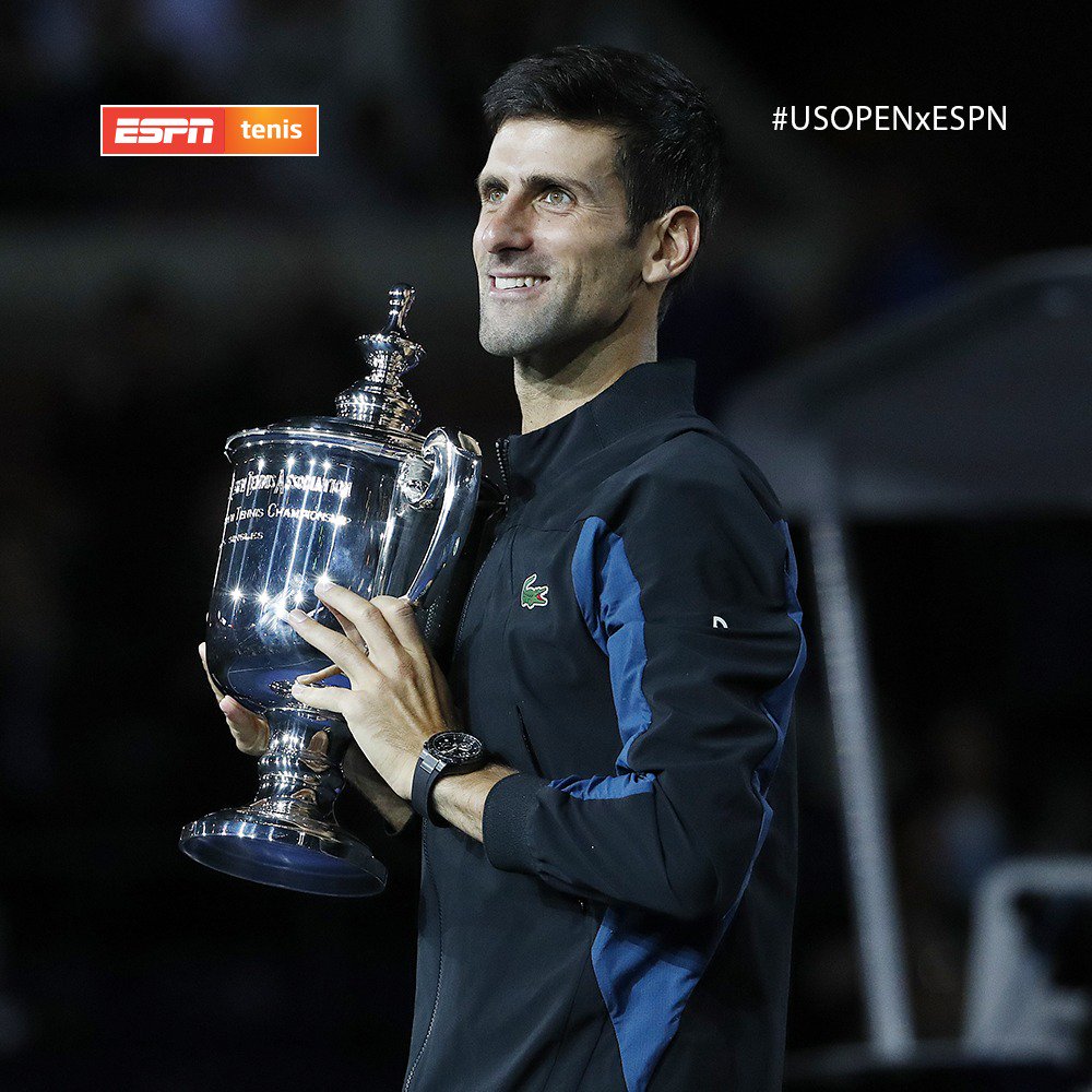 ESPNtenis's tweet photo. #USOPENxESPN El tercero de su vitrina. Novak Djokovic volvió a hacer historia en Nueva York. https://t.co/99DftKaQaN