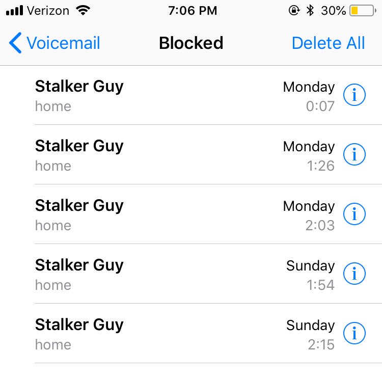 Just discovered that when you block someone, they can still leave you voicemails. These were fun. If you want to hear a grown man cry over someone they barely know, I got you fam.