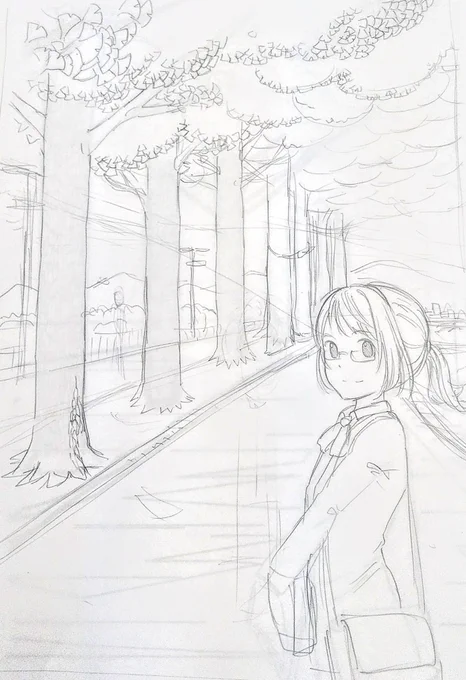 おはようございまー
銀杏並木を描きたい💦
荒々の下書き💦💦

#落書き 