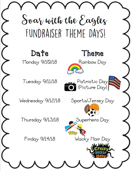 CrookedLakePTO's tweet photo. It's going to be a fun Spirit Week! #CLSGreats #SoarWithTheEagles #CrookedLakeElementary https://t.co/879X8p2c7o