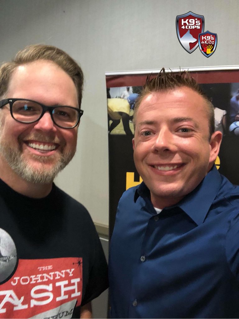K9sOfficial's tweet photo. Chief Hepler met Bart Millard the writer and performer of I Can Only Imagine today! Bart said he loved Chief Hepler’s lip sync battle. Brickhouse Entertainment sent him special VIP tickets after seeing the video. What a blessing! #K9s4COPs #MercyMe #BartMillard #ICanOnlyImagine https://t.co/Y1FVu5jr8U