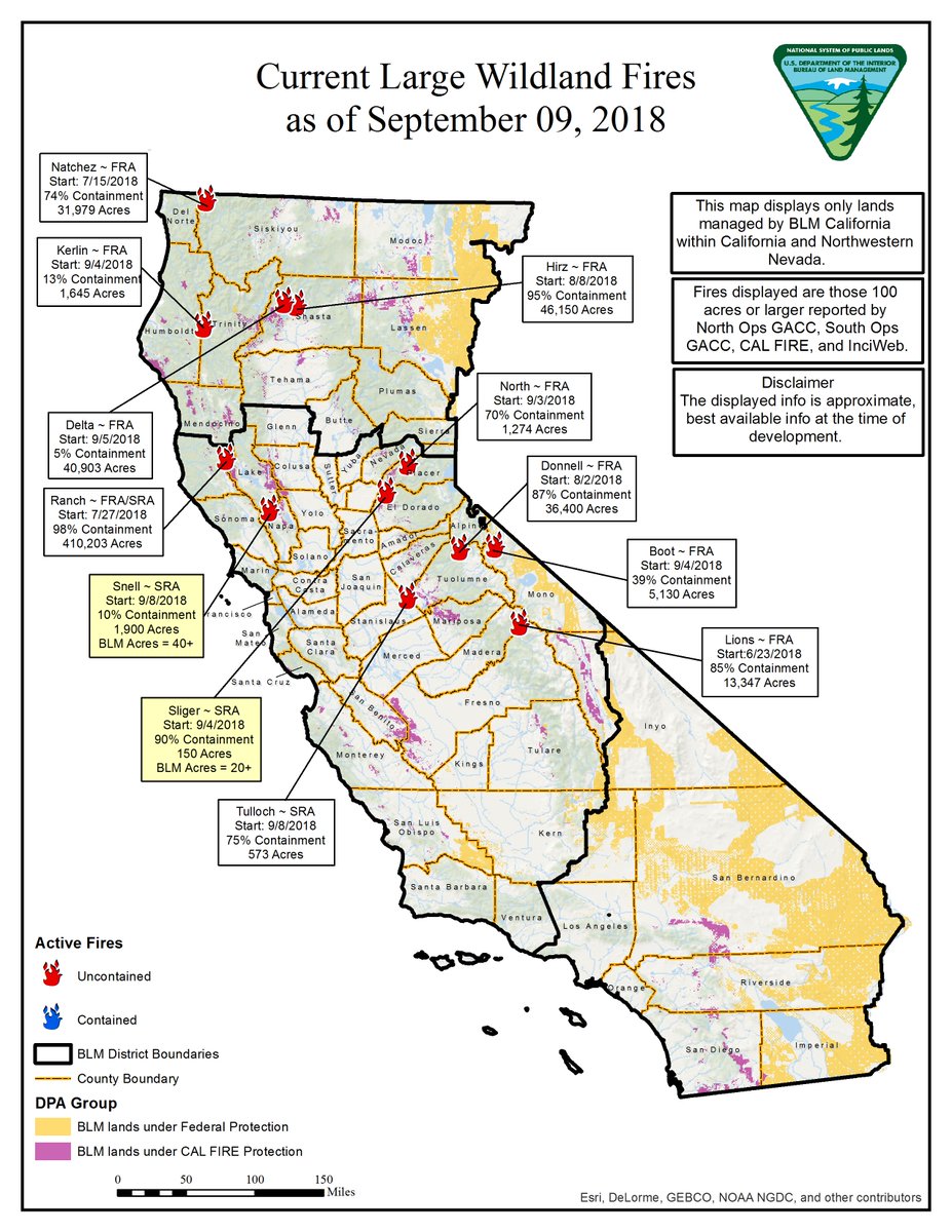 BLMca's tweet image. 9/09 wildfire map &amp;amp; info @inciweb → goo.gl/HQ5NCr &amp;amp; @CAL_FIRE → goo.gl/M5H4ex #NatchezFire #KerlinFire #DeltaFire #RanchFire #SnellFire #SligerFire #TullochFire #LionsFire #BootFire #DonnellFire #NorthFire #HirzFire #CAwildfires