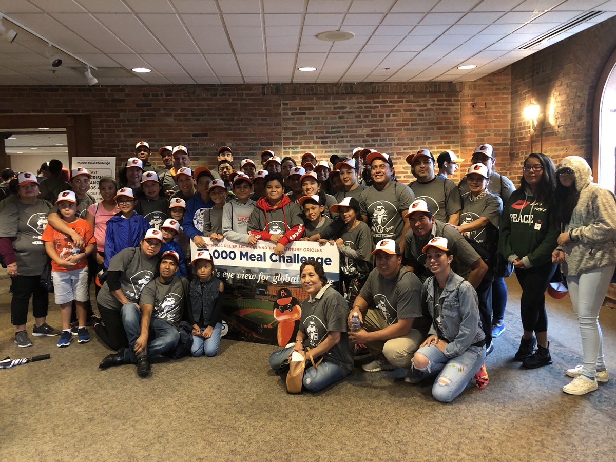 Orioles's tweet photo. 75,000 meals were packaged at today’s @CRSHelpingHands event at Oriole Park! Thanks to everyone who volunteered. @CatholicRelief #Birdland https://t.co/wLLknSzPyF