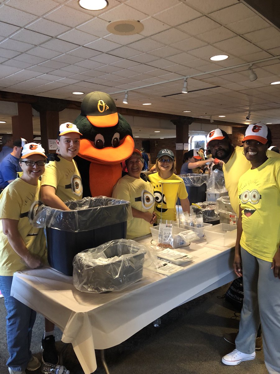 Orioles's tweet photo. 75,000 meals were packaged at today’s @CRSHelpingHands event at Oriole Park! Thanks to everyone who volunteered. @CatholicRelief #Birdland https://t.co/wLLknSzPyF