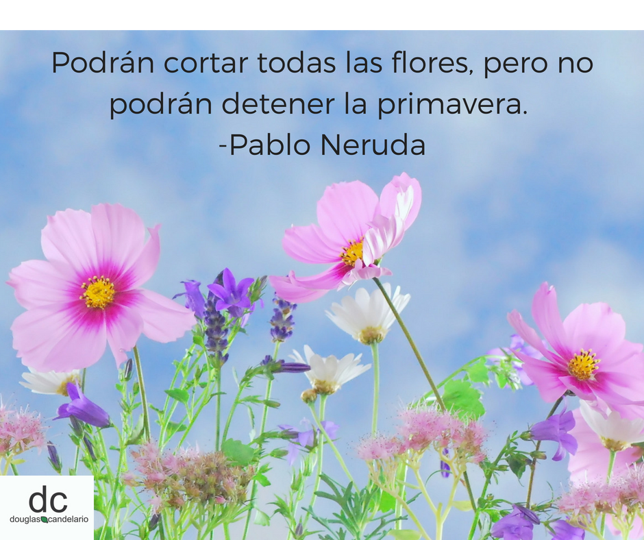 "Podrán cortar todas las flores, pero no podrán detener la primavera." -Pablo Neruda